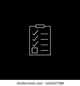 Vector Checklist Line icon black and white background