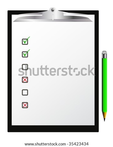 vector checklist with pencil on white