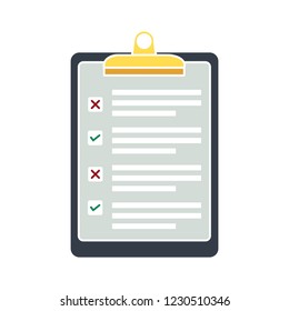 vector checklist questionnaire report flat icon - clipboard illustration sign symbol . checklist survey symbol icon