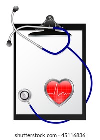 vector checklist with stethoscope and heart graph