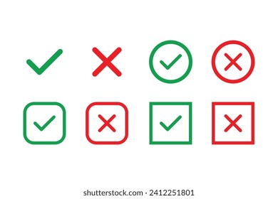 Vector Checkmark and Crossmark icon set.