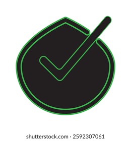 Vector checkmark icon, black and green color