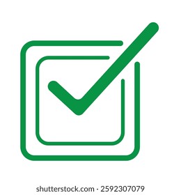 Vector checkmark icon, black and green color
