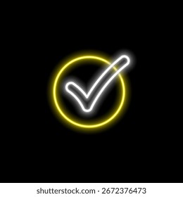 Ícone de marca de verificação de vetor, infográficos, apresentações, marketing etc. Estilo da marca de seleção Blue.neon. Ícone de marca de arte de linha limpa representando a ação confirmada,.