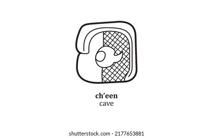 vector ch'een (cave) mayan symbol hieroglyp illustration icon