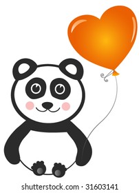 Vector Cheerful Baby Panda with Balloon