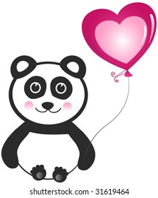 Vector Cheerful Baby Panda with Balloon