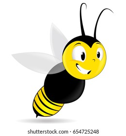 vector of a cheerful bee on white background with shadow