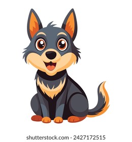 Vector cheerful dog sitting on white