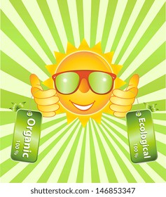 Vector cheerful smile with natural ecological labels. EPS 10
