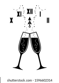 vector cheers to the new year isolated on white background