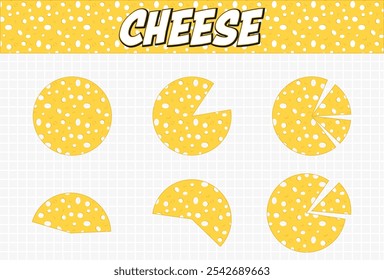 Vector cheese 2d illustration circle and slice 