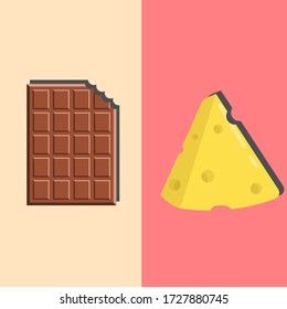 Vector of cheese and chocolate