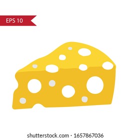 vector cheese. flat icon. pieces of cheese. isolated on white 