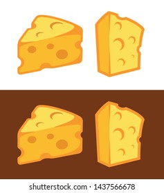 Vector Cheese icon illustration on white and dark brown background. Symbol for logo of shop or web design.