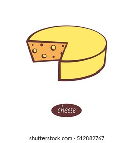 Vector Cheese icon. Isolated on white background. Modern flat icon for business / marketing / internet / Logo. Vector illustration.