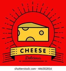 Vector Cheese Icon with Linear Style