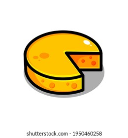 vector cheese illustration design. The cheese with an outline is suitable for stickers, icons, mascots, logos, clip art, and other graphic purposes