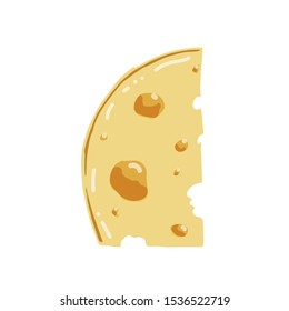 Vector cheese illustration isolated on white. Fresh, taisty cheese design element for printing, cards.