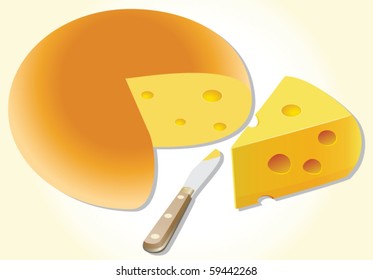 vector cheese and knife