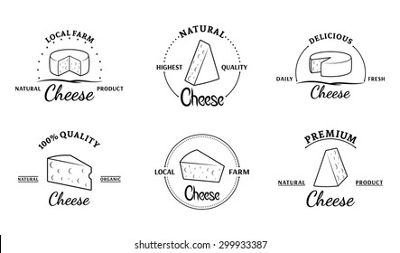 Vector Cheese Logo, Label And Icons