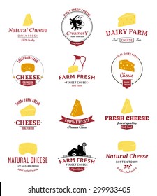 Vector Cheese Logo, Label And Icons