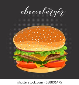 vector cheeseburger fast food.