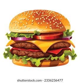 Vector Cheeseburger. Fast food isolated on white background