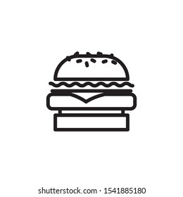 Vector cheeseburger icon. Flat illustration of cheeseburger isolated on white background. Icon vector illustration sign symbol.