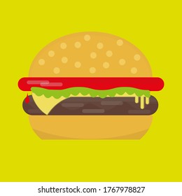 Vector cheeseburger sobre fondo verde claro