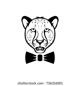 Vector cheetah head, face  for retro hipster logos, emblems, badges, labels template and t-shirt vintage design element. Isolated on white background