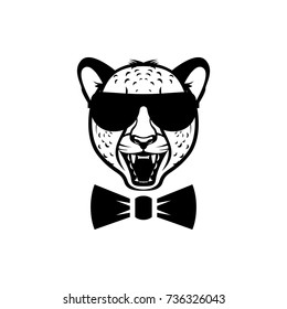 Vector cheetah head, face  for retro hipster logos, emblems, badges, labels template and t-shirt vintage design element. Isolated on white background