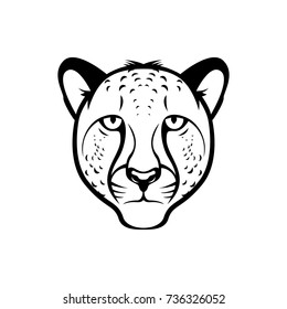 Vector cheetah head, face  for retro hipster logos, emblems, badges, labels template and t-shirt vintage design element. Isolated on white background