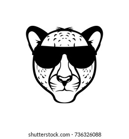 Vector cheetah head, face  for retro hipster logos, emblems, badges, labels template and t-shirt vintage design element. Isolated on white background