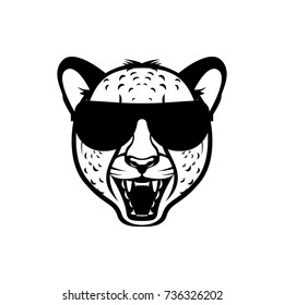 Vector cheetah head, face  for retro hipster logos, emblems, badges, labels template and t-shirt vintage design element. Isolated on white background