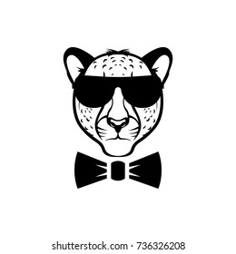 Vector cheetah head, face  for retro hipster logos, emblems, badges, labels template and t-shirt vintage design element. Isolated on white background