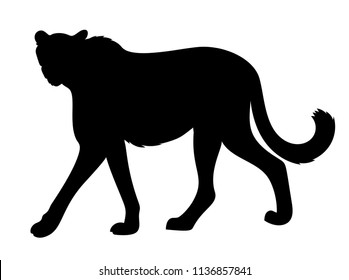 Vector Cheetah Side View Silhouette Wild Animal Big Cat