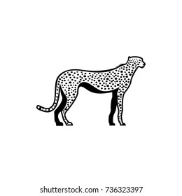 Vector cheetah silhouette view side for retro logos, emblems, badges, labels template vintage design element. Isolated on white background