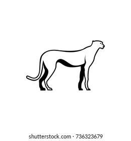 Vector cheetah silhouette view side for retro logos, emblems, badges, labels template vintage design element. Isolated on white background