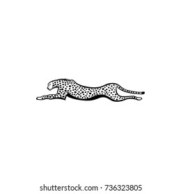 Vector cheetah silhouette view side for retro logos, emblems, badges, labels template vintage design element. Isolated on white background