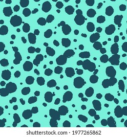 Vector cheetah skin seamless pattern. Trendy wild animal leopard spots, hand drawn blue texture for fashion print design, fabric, cover, wrapping paper, background, wallpaper.