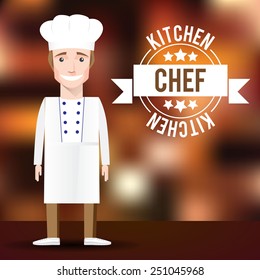 Vector Chef character on blurred background. Men's profession