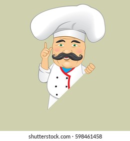 Vector Chef Cook Serving Food Realistic Cartoon Character Design Isolated Vector Illustrator