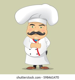 Vector Chef Cook Serving Food Realistic Cartoon Character Design Isolated Vector Illustrator