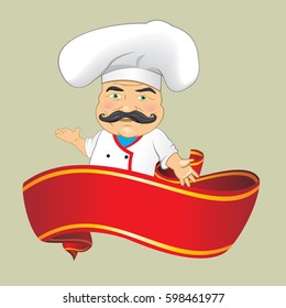 Vector Chef Cook Serving Food Realistic Cartoon Character Design Isolated Vector Illustrator