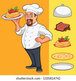 Vector Chef delivering Food