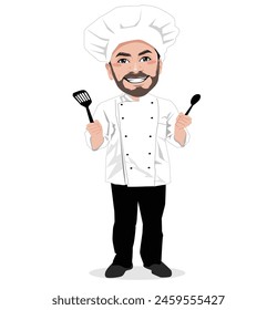 Vector chef expert at cooking delicious dishes