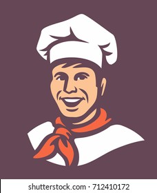 vector chef with hat in dark background