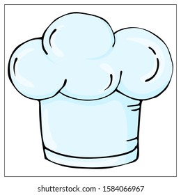 Vector chef hat. Hand drawn illustration with Kitchen Utensils isolated on a white background. Template for graphic design of packaging, backgrounds, banners or menu. Vector stock illustration