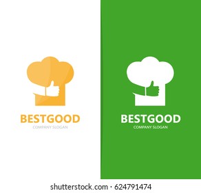 Vector of chef hat and like logo combination. Kitchen and best symbol or icon. Unique cook and restaurant logotype design template.